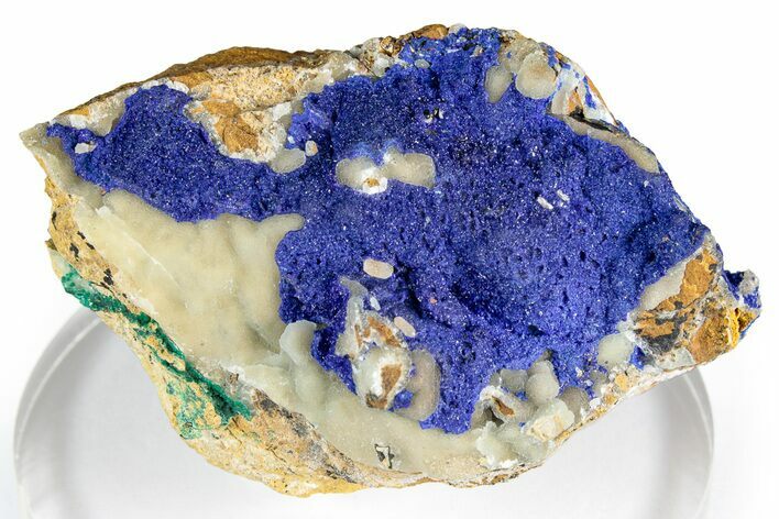 Sparkling Blue Azurite Crystals on Smithsonite - Congo #348528